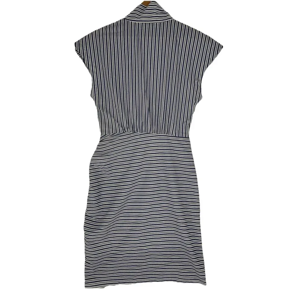 VERONICA BEARD Arabel gathered striped cotton-blend poplin dress Size 6 - Picture 5 of 12
